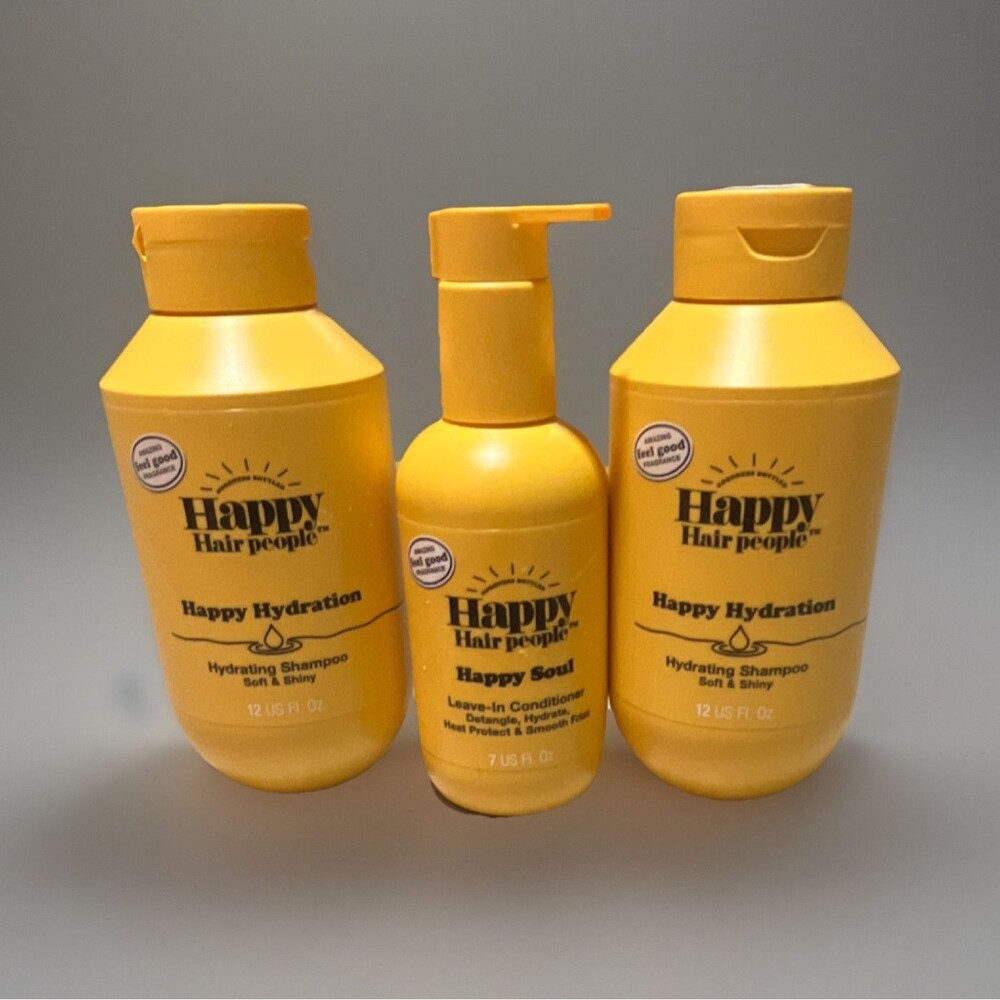2 New Happy Hair People Happy Hydration Shampoo & Happy Soul Leave-In Orange Oil